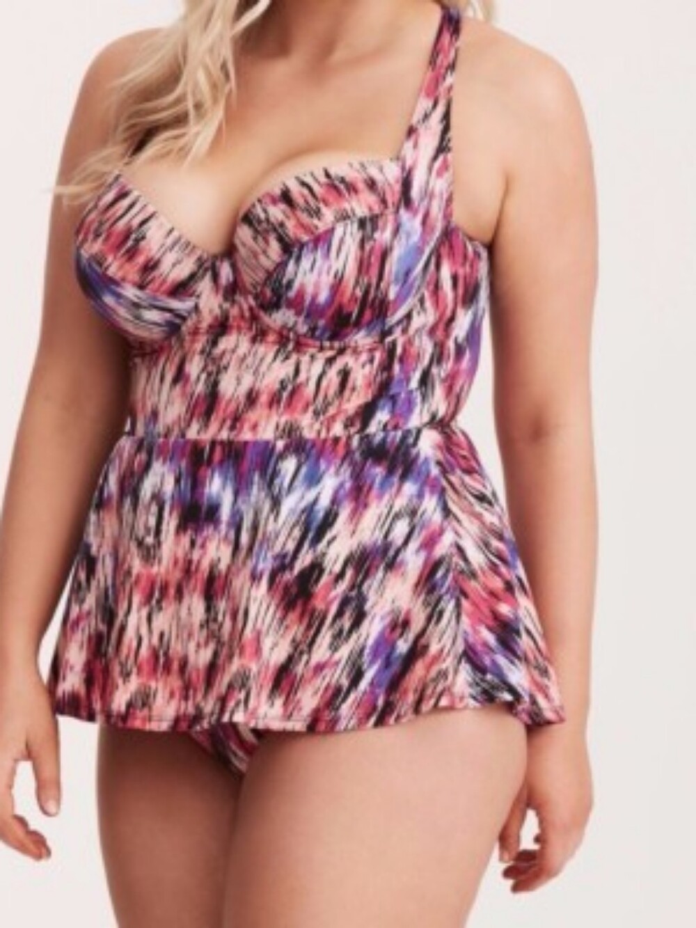 Torrid 2 Mirage Print Peplum One Piece Swimsuit Pink 2X #93483